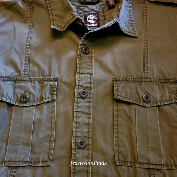 Timberland Green Button Down Shirt Jacket Shacket Men's Size XXL - Picture 4 of 14